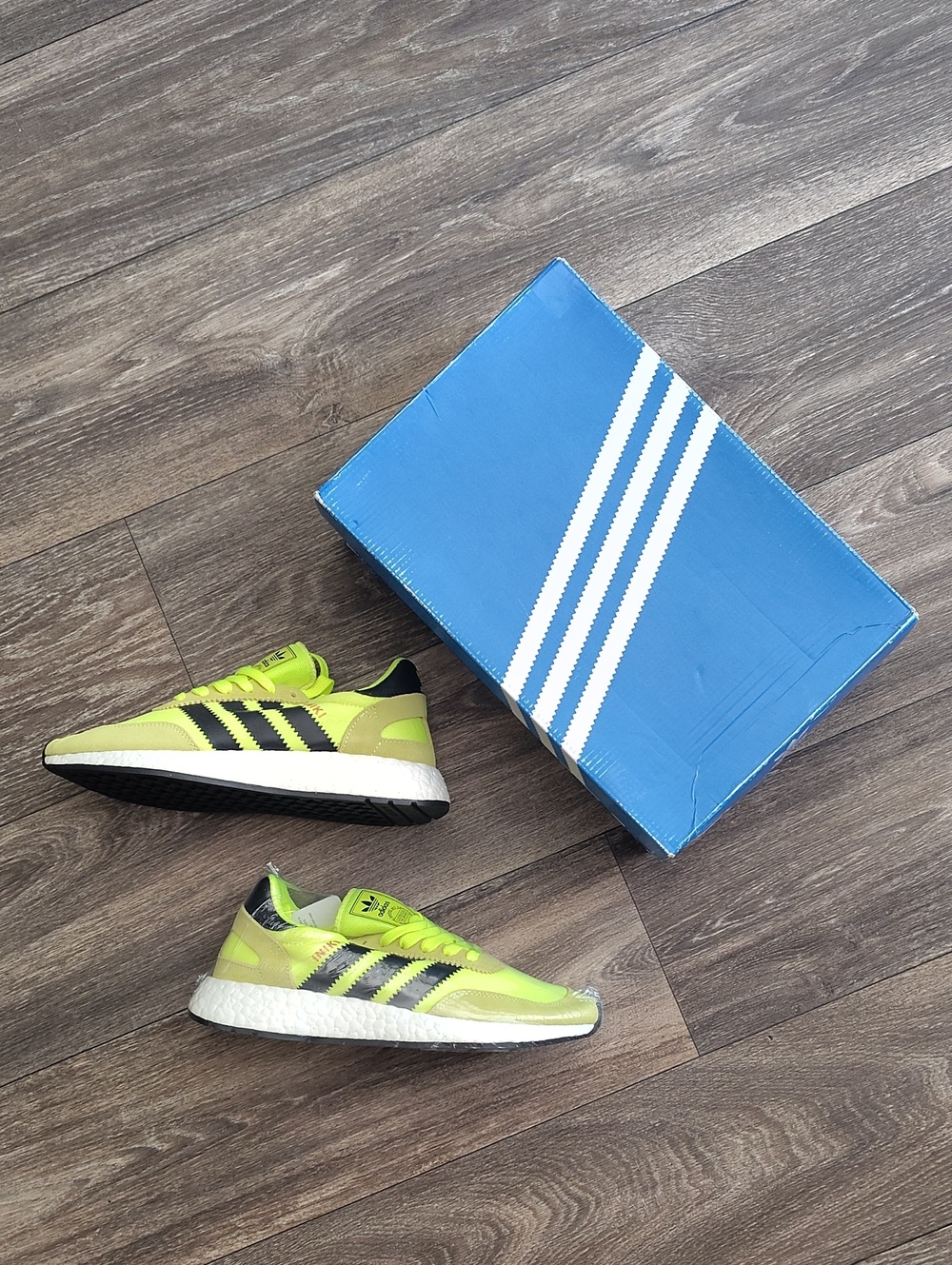Brand New Adidas Iniki Kids Neon Yellow Sneakers
